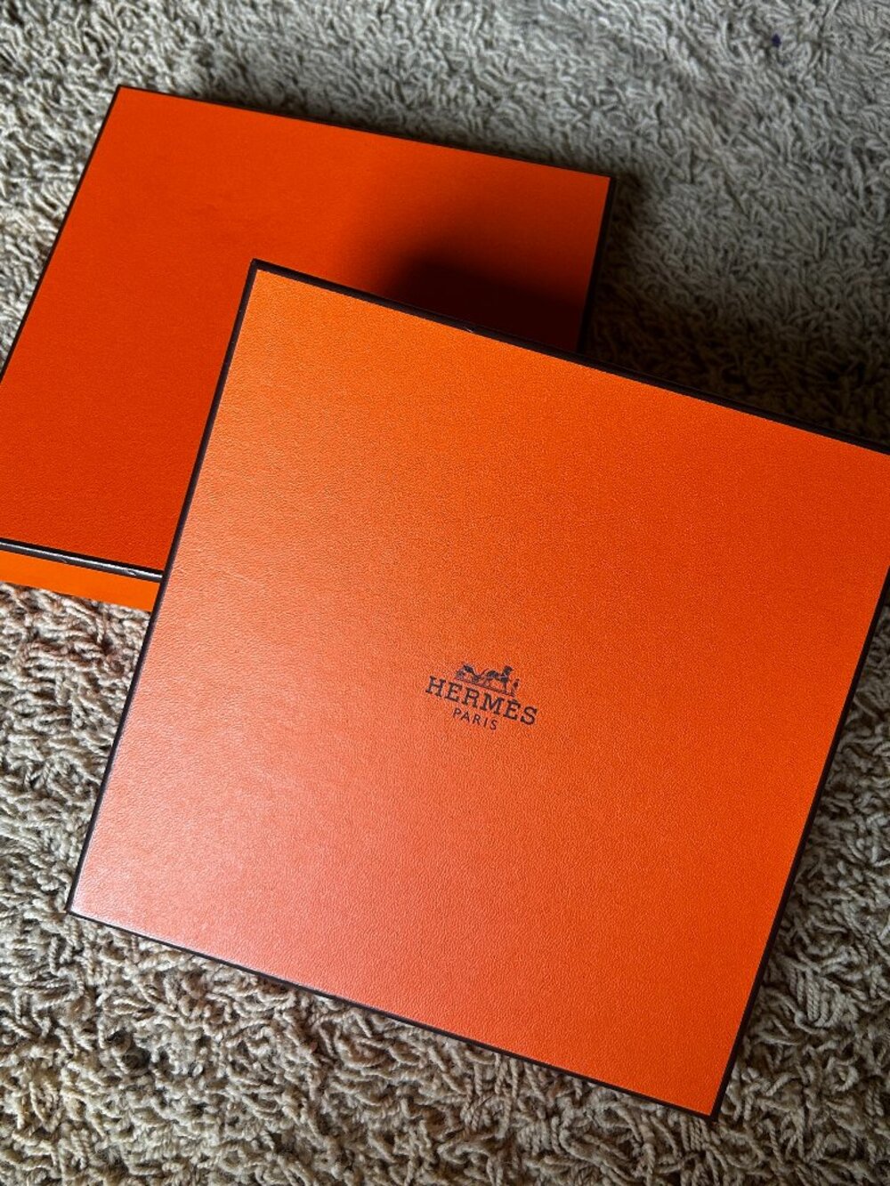 Two Hermes Square Empty Boxes 7.5"X7.5"x1.75"